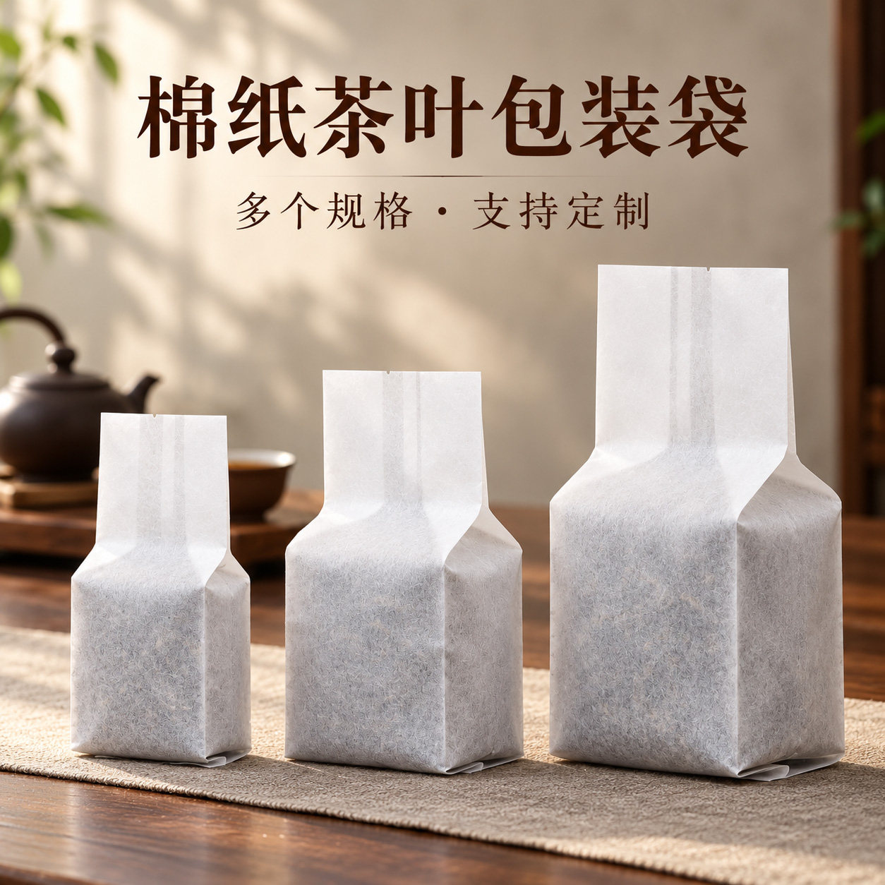 棉纸茶叶包装袋半透明棉纸袋白茶普洱茶大号半斤一斤散茶内袋定制