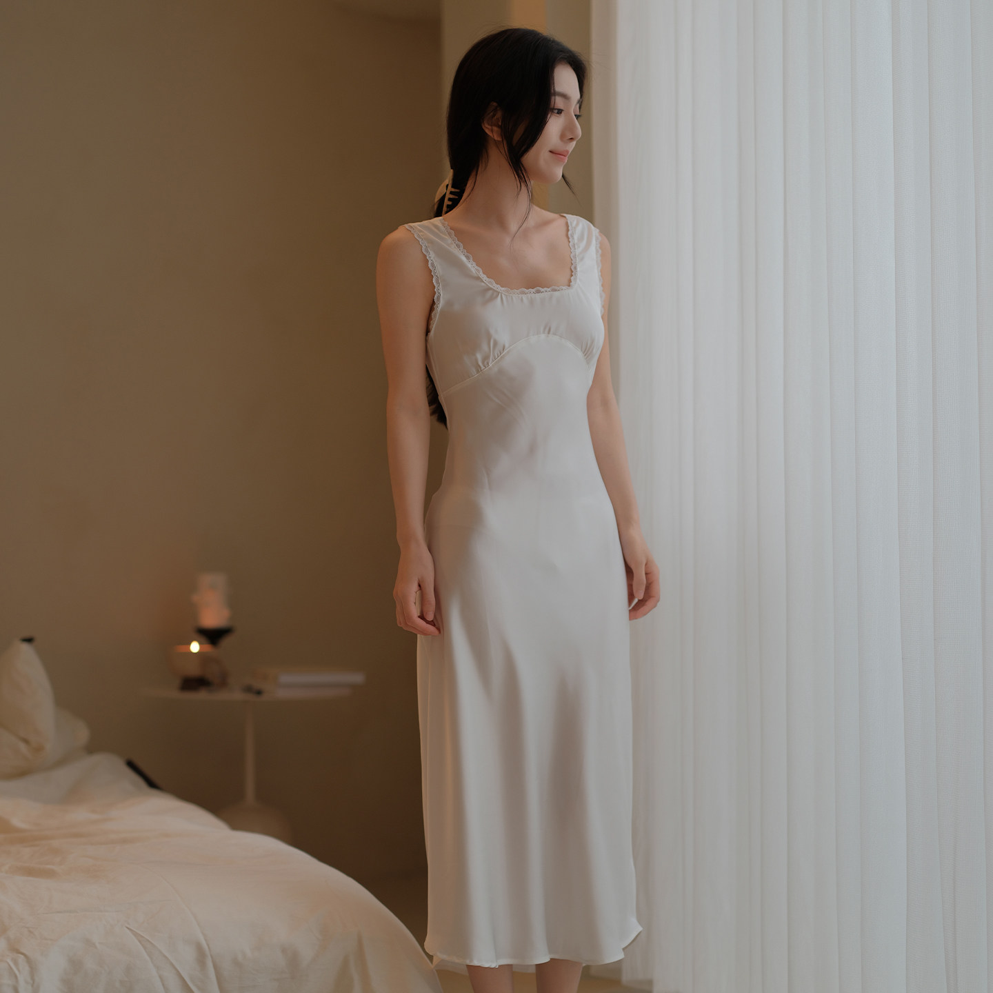 PASTTEN法式真丝吊带睡裙女A015小心机蕾丝透视纯欲居家服,女士内衣/男士内衣/家居服,睡裙,淘宝优惠券,粉丝福利购,淘宝优惠卷