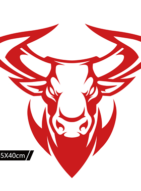 红色公牛头车贴 车门车身霸气红牛头改装拉花贴 汽车油箱盖装饰贴