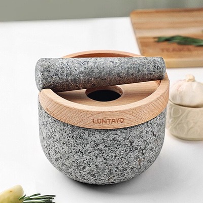 luntayo花岗岩研磨器石臼捣蒜器