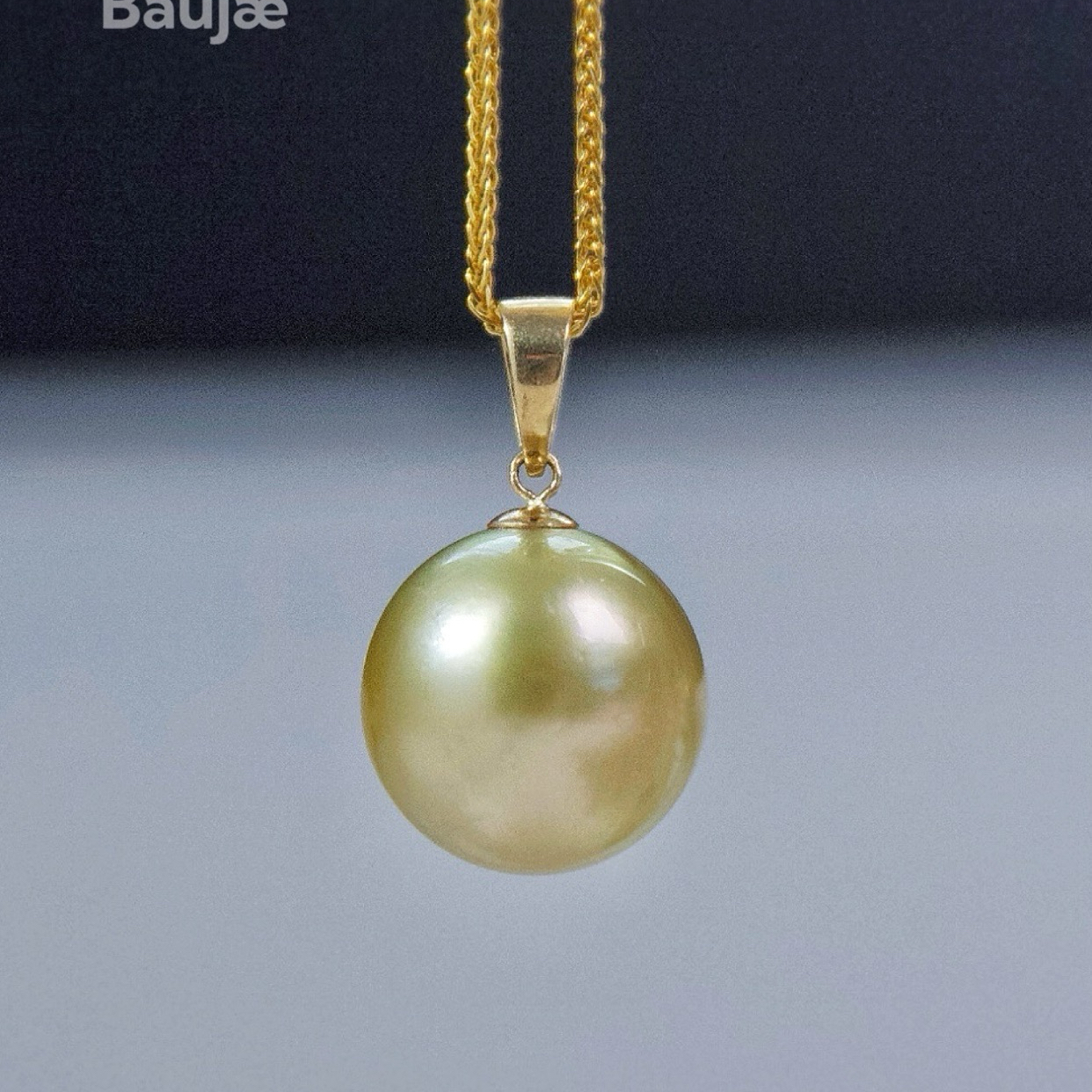 「南洋金珠锁骨坠」12.2mm 正圆很亮 18k厚金镶嵌百搭气质款