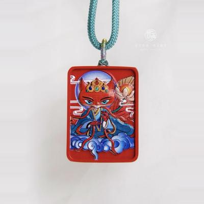 天然朱砂狐狸彩绘吊坠男女款项链小狐狸挂件