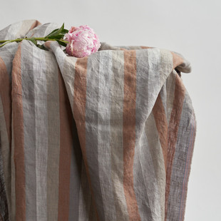 【小酌】进口纱线先染色织亚麻石磨砂洗袍子连衣裙高端定制面布料