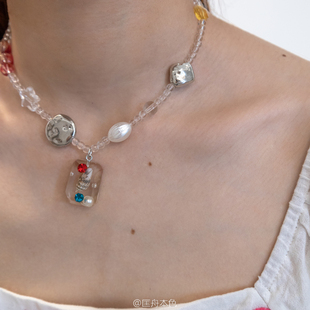 匡舟本色 日系小众设计感 森系仙女复古宝石贝壳海螺海星串珠项链