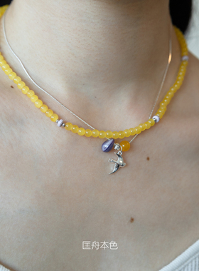 匡舟本色 小众设计 新中式高级感 燕子玛瑙石天然石串珠叠戴项链