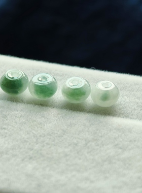 a货蓝水冰种蓝水冰飘花翡翠算盘珠手链项链珠子散珠diy配件
