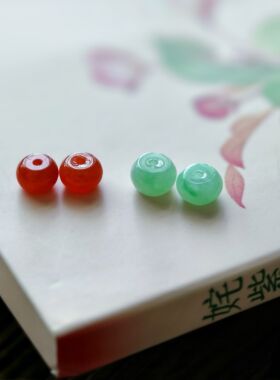天然a货翡翠糯冰种多彩糖果冰黄甜绿冰蓝圆珠手工diy配饰配件手链