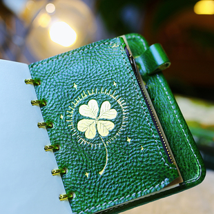 真皮活页多功能手帐本分隔页手帐A7A6贴纸收现金纳拉链小包笔记本