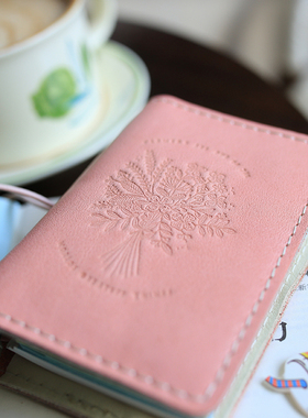 植鞣小牛皮m5A7活页手账小巧随身口袋A8记事本粉色礼物定制