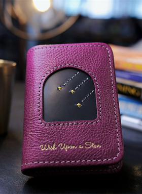 新品原创头层牛皮创意紫色流星真皮手帐本多功能A7m5A6A5水彩本子