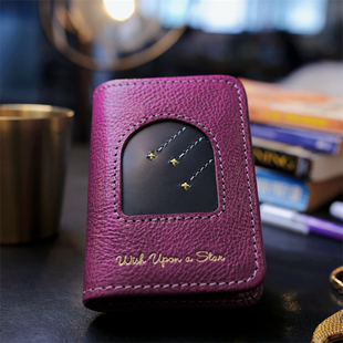 新品原创头层牛皮创意紫色流星真皮手帐本多功能A7m5A6A5水彩本子