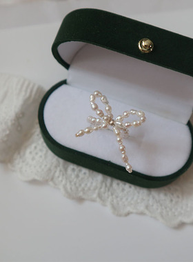 夸张天然淡水珍珠蝴蝶结戒指叠戴