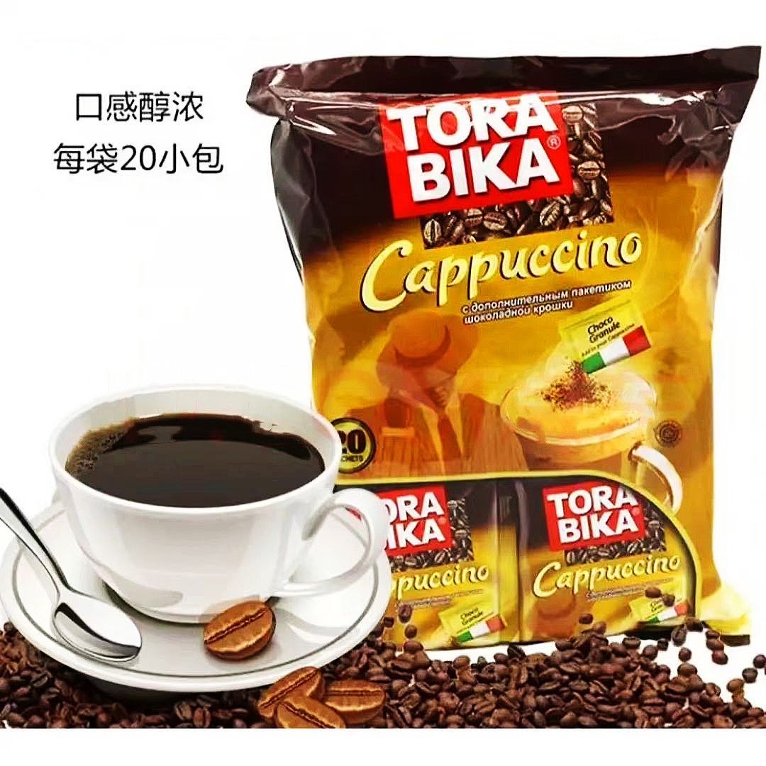 俄罗斯进口卡布奇诺速溶咖啡三合一条装印尼TORABIKA速溶咖啡特价