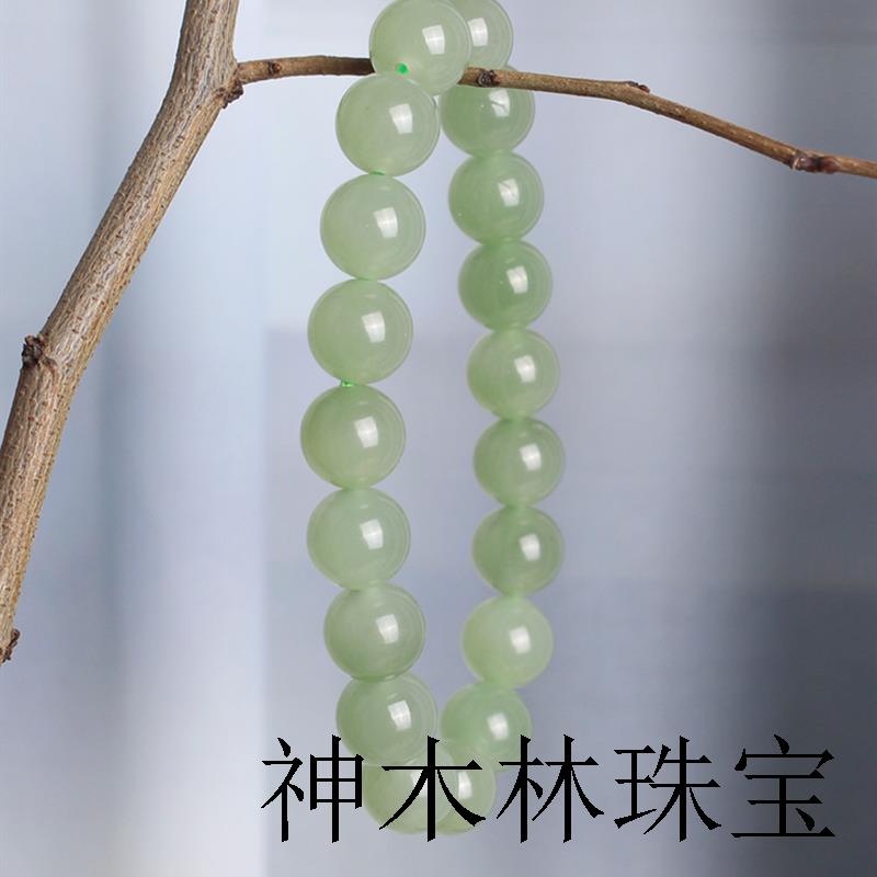 高端冰底晴水新疆和田玉单圈手串青海老料男女百搭青白玉圆珠手链