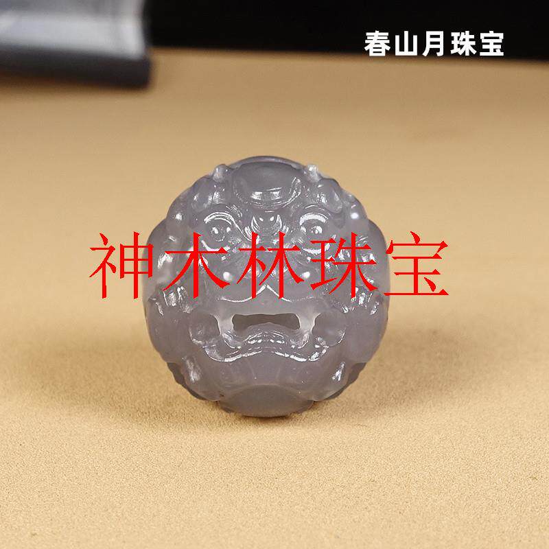 和田玉烟紫色散珠单珠金刚菩提链招财隔珠文玩手串貔貅单圆珠手链