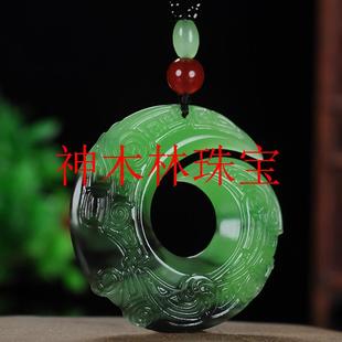 新疆和田玉吊坠男女款黑青玉挂件时来运转玉平安扣轮回玉佩毛衣链