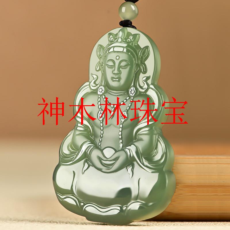 和田玉观音头吊坠男女玉坠大款菩萨玉佩毛衣项链挂件双面雕刻玉牌