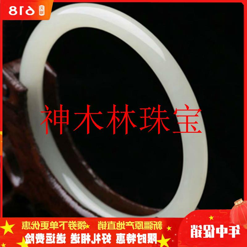 新疆和田玉羊脂白玉小众玉镯子复古圆条手镯少女感新中式细条手镯