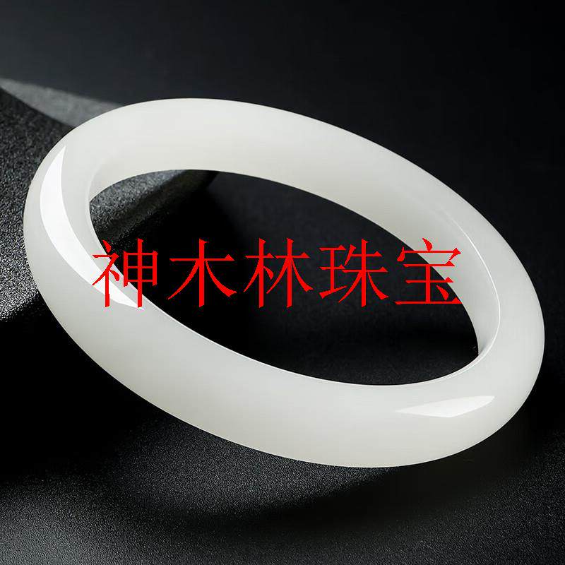 精品新疆和田玉手镯羊脂白玉细条