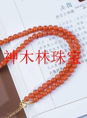 南红玛瑙小米珠锁骨链保山樱桃红满色磨砂哑光新中式国风圆珠项链