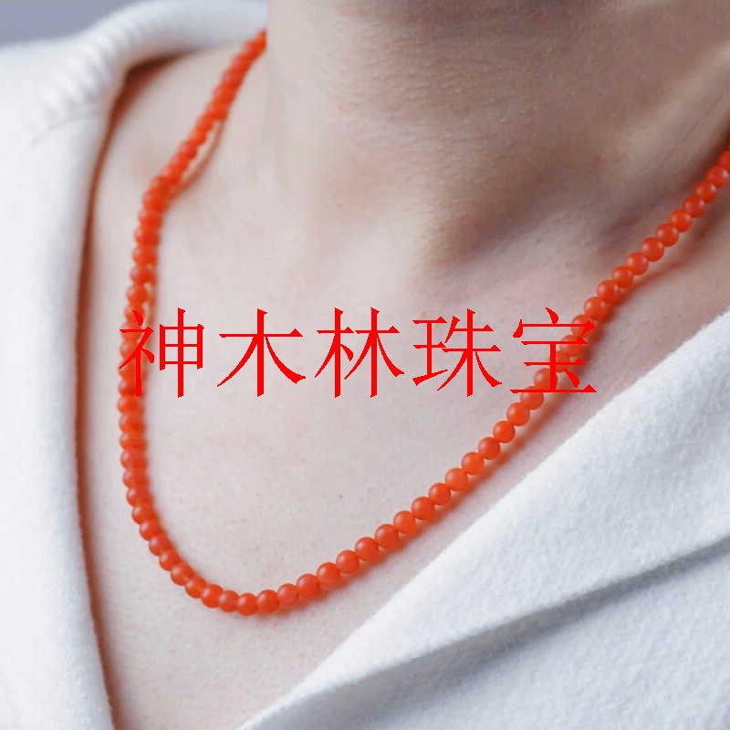 保山樱桃红满色磨砂哑光南红玛瑙小米珠锁骨链新中式国风圆珠项链