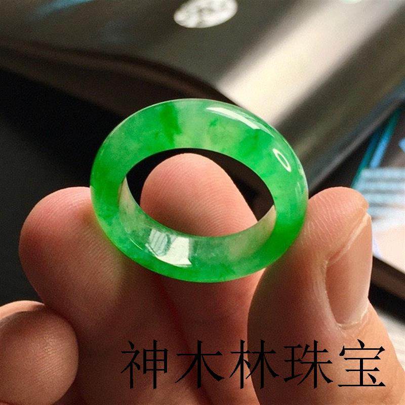 冰种戒指满绿指环阳绿飘花尾戒简