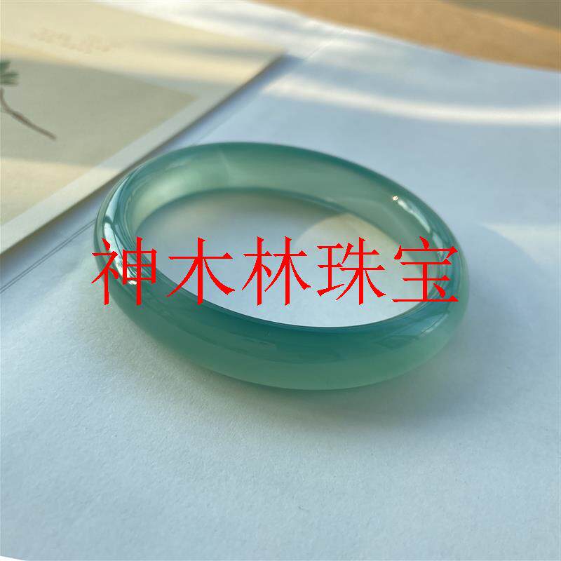 {只此青绿}精选高端玛瑙扁条手镯文艺清新油青色镯子玉镯少女送礼