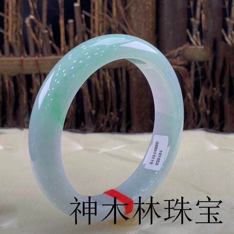 缅甸高端翡翠色玉手镯冰糯种正阳绿糯种浅绿正圈玉镯女款圆条镯子