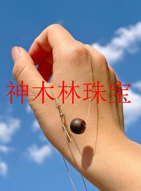 明星同款沉香老型珠项链转运珠锁骨链桶珠女款文玩路路通单颗吊坠