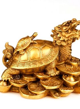 纯铜元宝摆件招财龙头龟