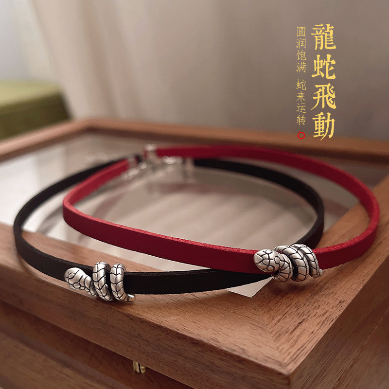 足银999卷卷蛇时尚款蛇年颈链潮