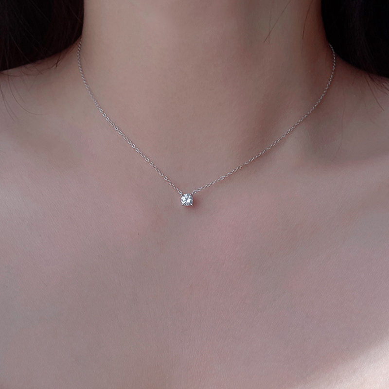 S925纯银赵露思同款鼻屎钻项链女款2026新款锁骨链简约高级感颈链