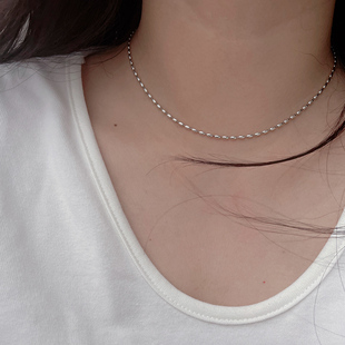 S925纯银小米粒银珠项链轻奢小众百搭锁骨链女叠戴高级感简约气质