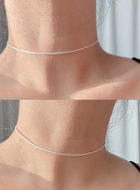 白色细款皮绳项链穿吊坠纯银