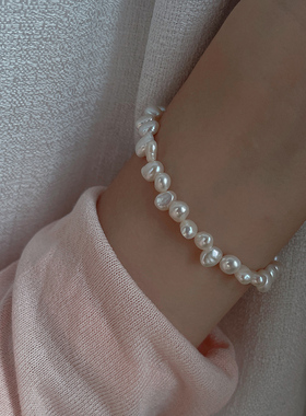 纯银新款巴洛克淡水珍珠手链百搭