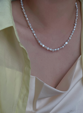 精品强光小亮片花瓣珍珠项链轻奢