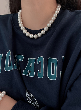 倪妮同款澳白色大珍珠项链打结