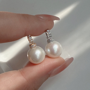 万能扣一颗真珍珠吊坠S925纯银天然淡水珍珠项链吊坠单坠轻奢挂坠