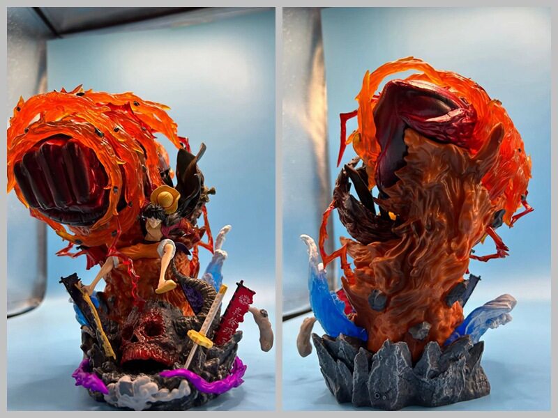 海贼王 gk 大手 烈火拳路飞 可发光 雕像场景 模型 摆件 盒装手办