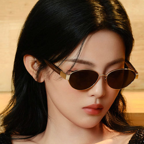 帕莎2025新款老钱框美式窄框椭圆墨镜金属猫眼男女太阳镜PS2075