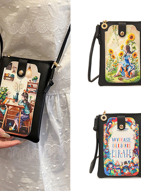 手机包女斜挎2025新款韩版可爱印花单肩包小挎包拉链钥匙包零钱袋