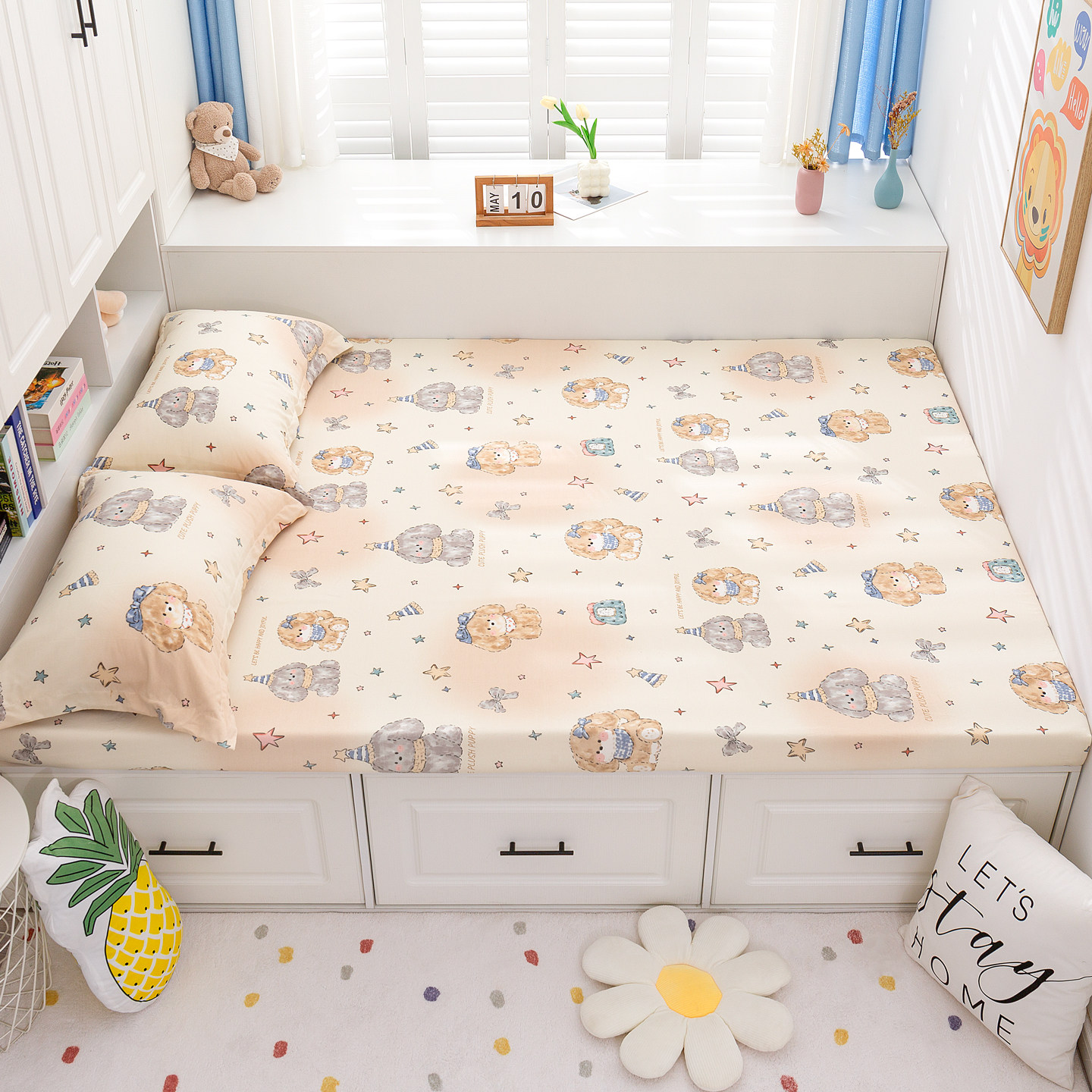 a类纯棉加厚磨毛床笠单件100全棉儿童榻榻米专用床笠薄棕垫保护罩,床上用品,床笠,淘宝优惠券,粉丝福利购,淘宝优惠卷