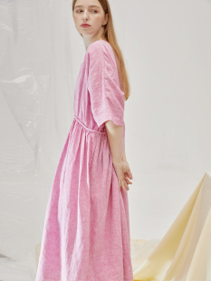 女装 大码 裙子超仙森系宽松气质长裙胖mm 新款 亚麻连衣裙2020春夏季