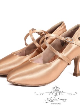 升级版女摩登舞鞋华尔兹新品抗菌防臭特价包邮进口缎面A5034