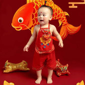 婴儿摄影服装 年画娃娃宝宝肚兜拍照道具百天周岁影楼儿童新年服饰