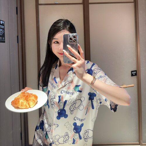 【俏皮卡通】冰丝睡衣女松弛休闲卡通可外穿长袖长裤家居服套装女