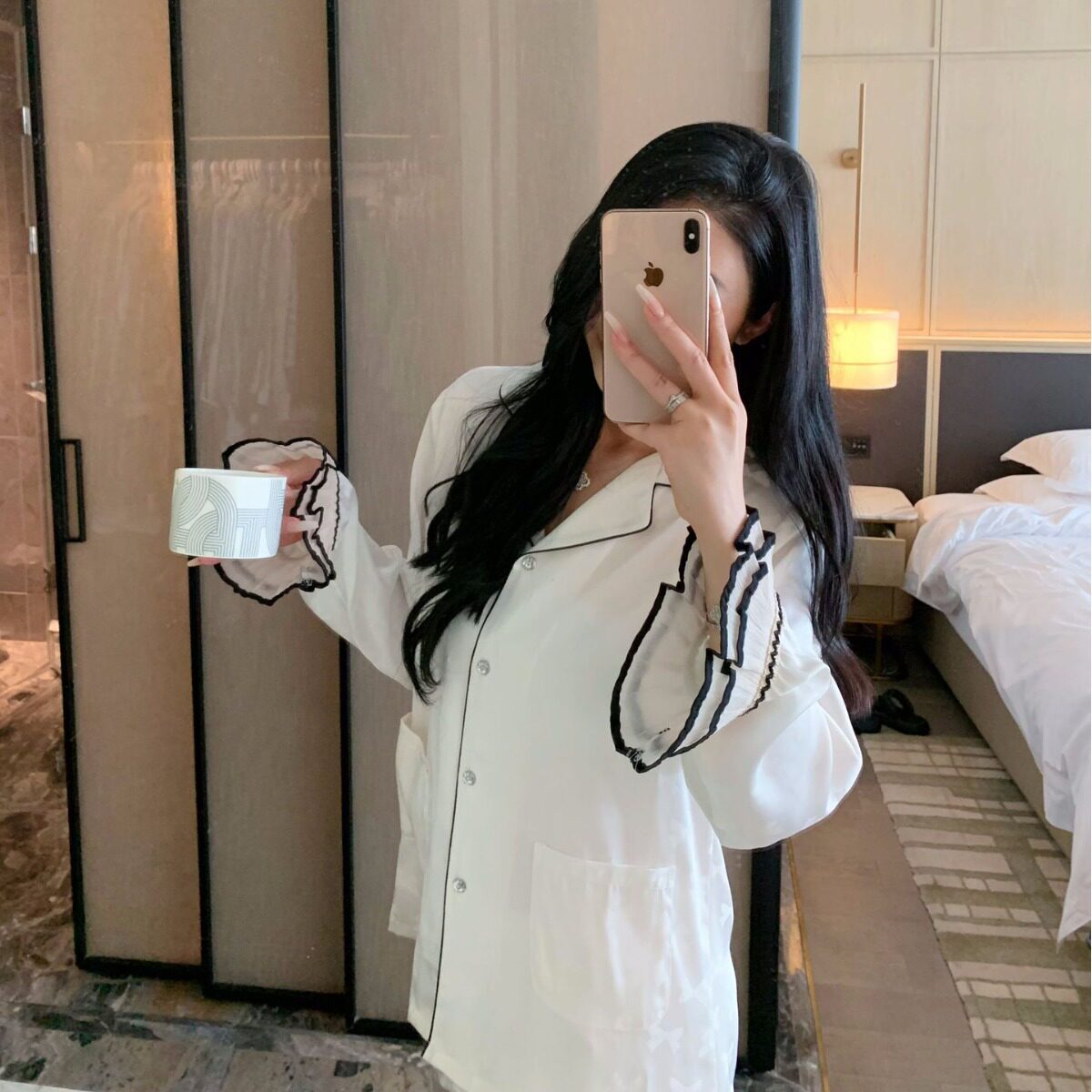 【甜茶谜嫚】轻奢甜美仿真丝睡衣