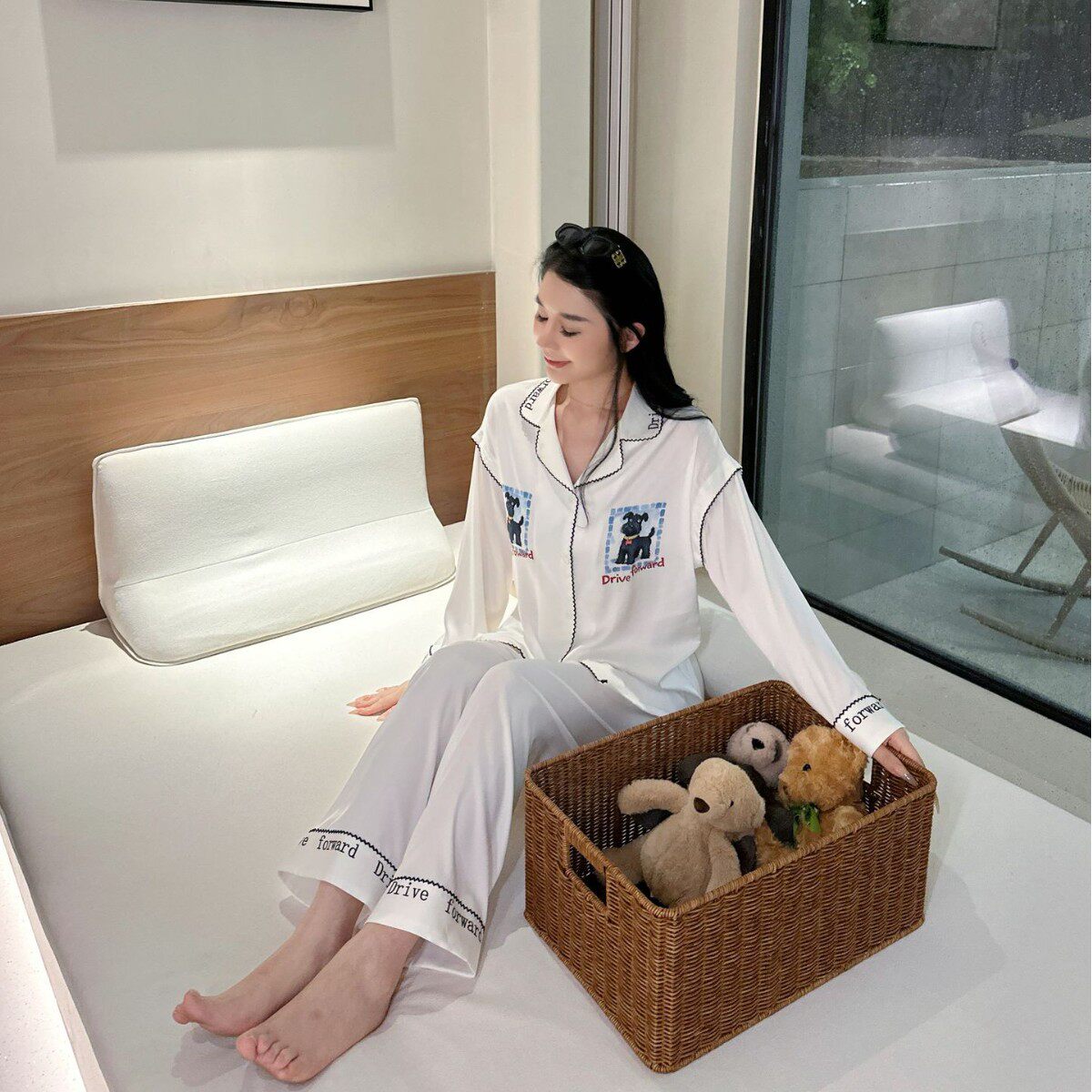 【机灵小宅】冰丝睡衣女春秋季新款可爱小狗高级感薄款家居服套装