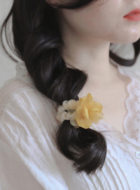 SUZEE原创 森系网纱彩色花朵小肠发圈 温柔少女度假头饰皮筋发绳