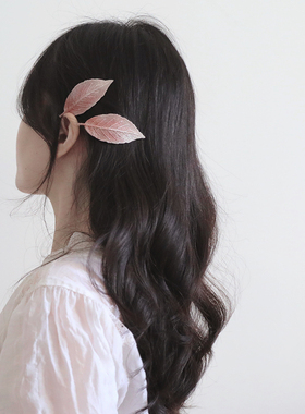 精灵森系超仙刺绣树叶发夹刘海夹 仙气叶子bb夹度假写真发饰夹子